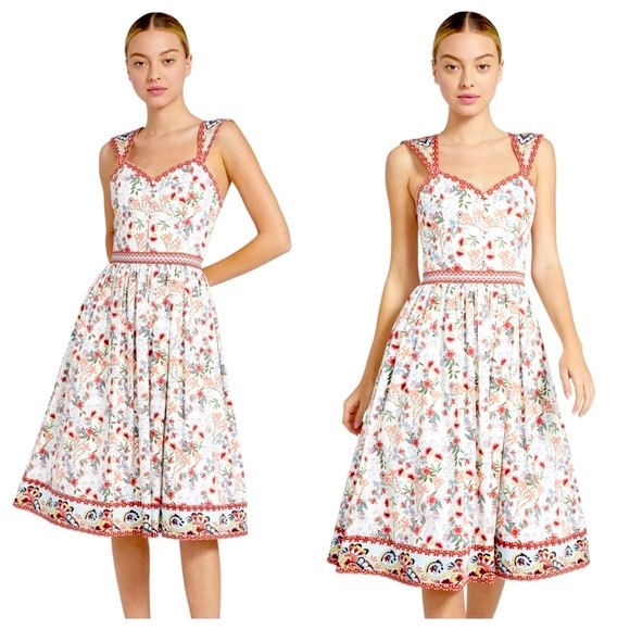 ALICE + OLIVIA Portia Sweetheart Midi Dress